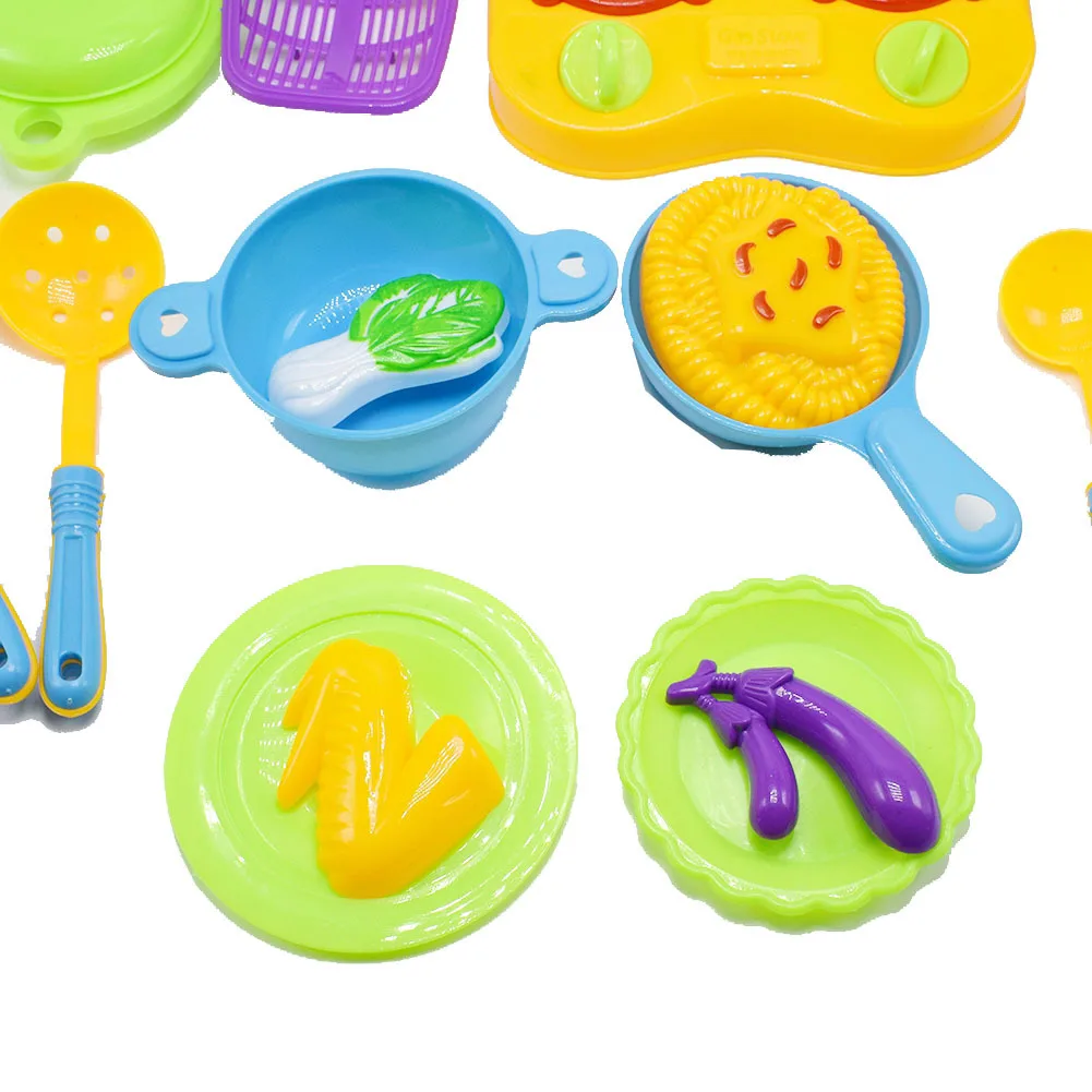 1 Set Children's Plastic 11-piece Kitchen Set Pots And Spoons Spatulas Play House Toys Simulation Kitchen Supplies Set Toys