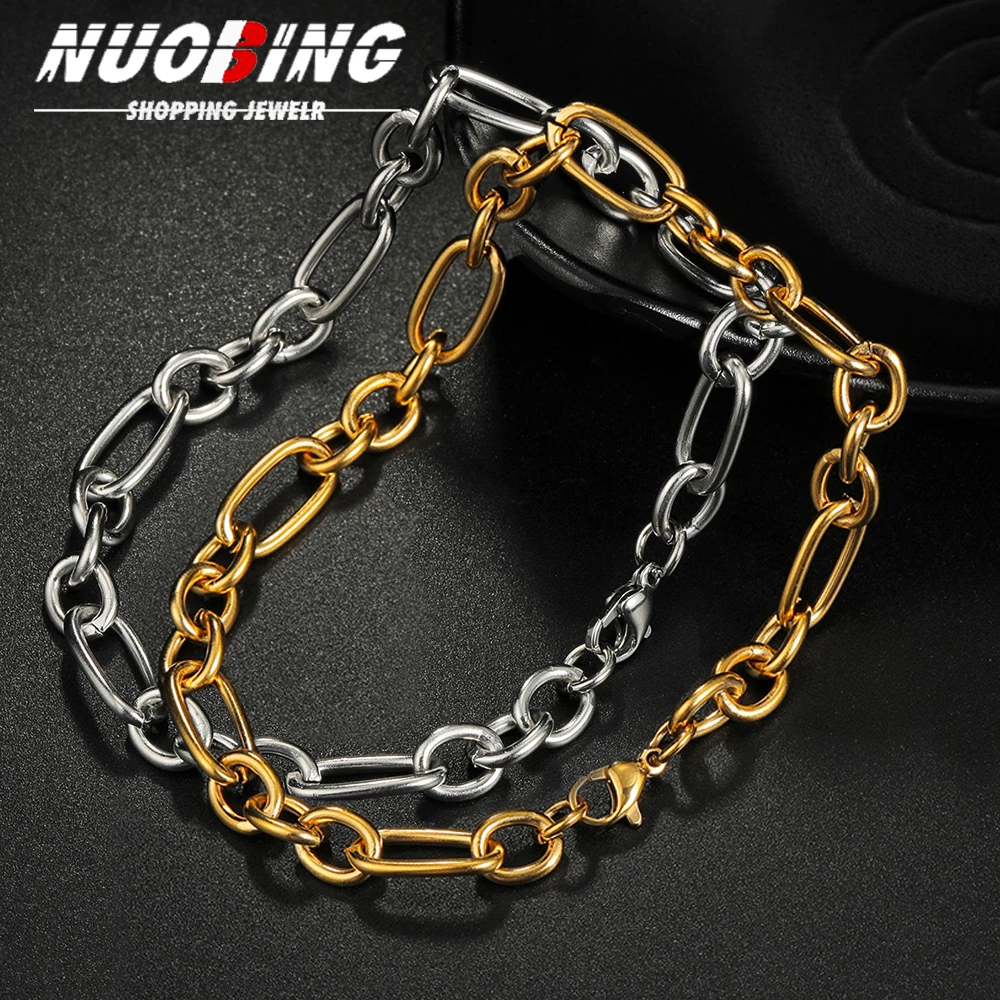 

Stainless Steel Bracelets Hip Hop OT Buckle Chunky Chain Minimalist Bracelet Colorfast High Quality For Women Jewelry Gifts