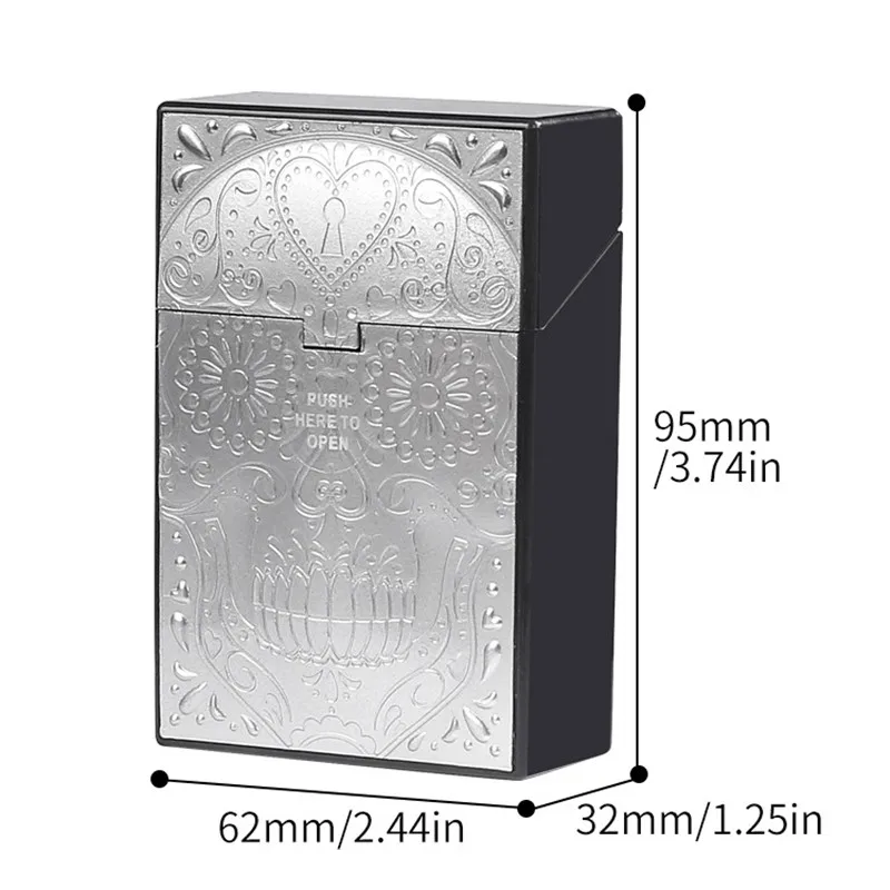 20 Sticks Cigarettes Cases Cover Skull Plastics Cigarette Case Smoking Box Pocket Tobacco Pack Cover Cigarette Container