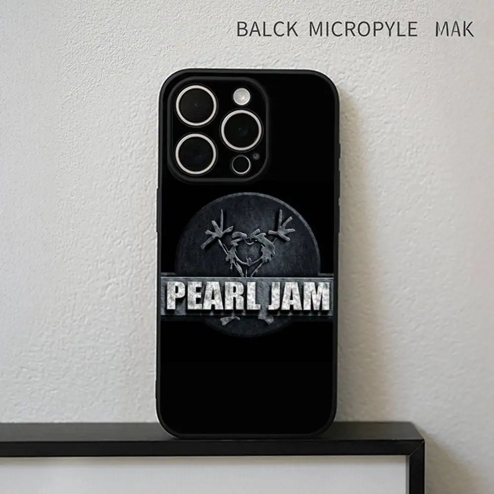 Band P-Pearl J-Jam-m  Phone Case For iPhone17,16,15,14,13,12,11 Plus,Pro Max Soft Black Cover