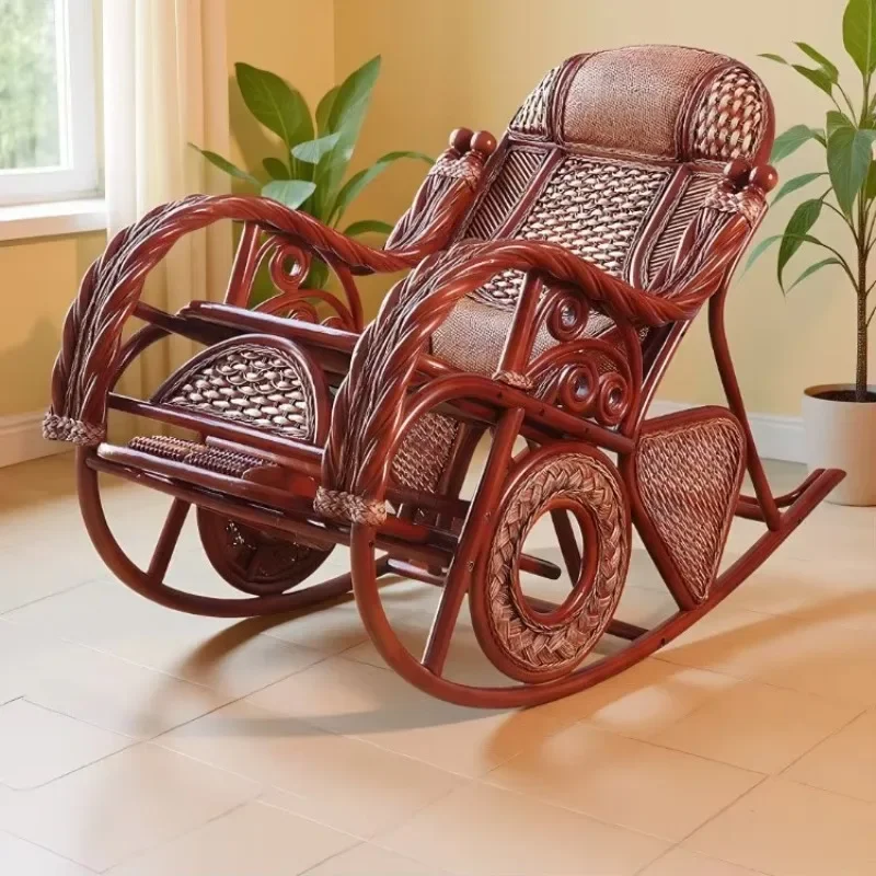 Living Room Real Vine Can Sit Rattan Chair Coffee Table Adult Home Balcony Courtyard Lazy Leisure Rocking Chairb21