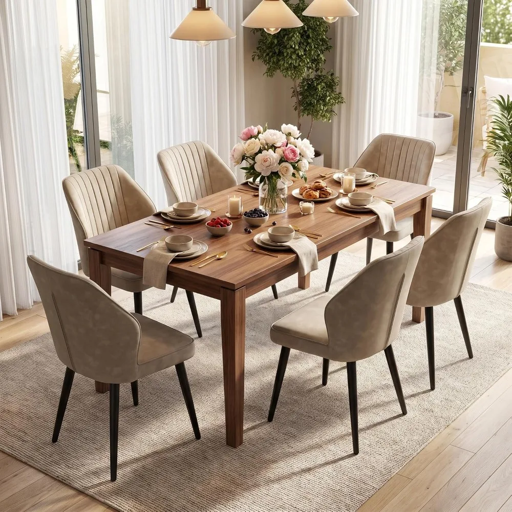 Faux Leather Dining Chairs Set of 6, Leather Dining Chairs, Mid-Century Modern Dining Room Chairs, Upholstered Kitchen, Custom
