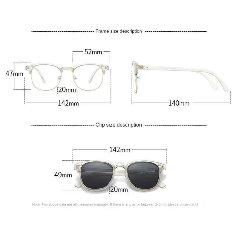 2218A gafas de sol con imán polarizado para miopía, lentes ópticas cuadradas, 6 en 1, monturas, 6,0