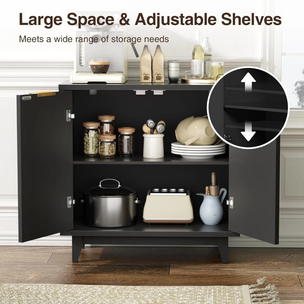 

Fluted Cabinet with Storage, 2 Doors Sideboard Buffet, Mid Century Modern Accent Cabinet with Adjustable Shelves, Customized