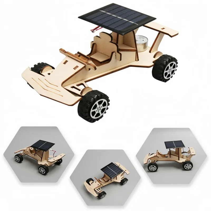 3D Wooden Assembly Solar Racing Car Exploration Vehicle Kids Diy Hand-Assembled Model Wooden Puzzle Science And Education Toys