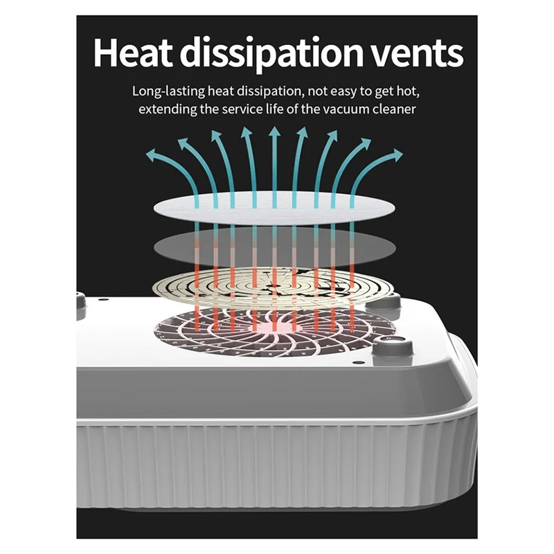 B47B-Turbine Brushless 80W Nail Dust Collector Vacuum Manicure Fingernail Cleaner With Filter, Nail Dust Remover