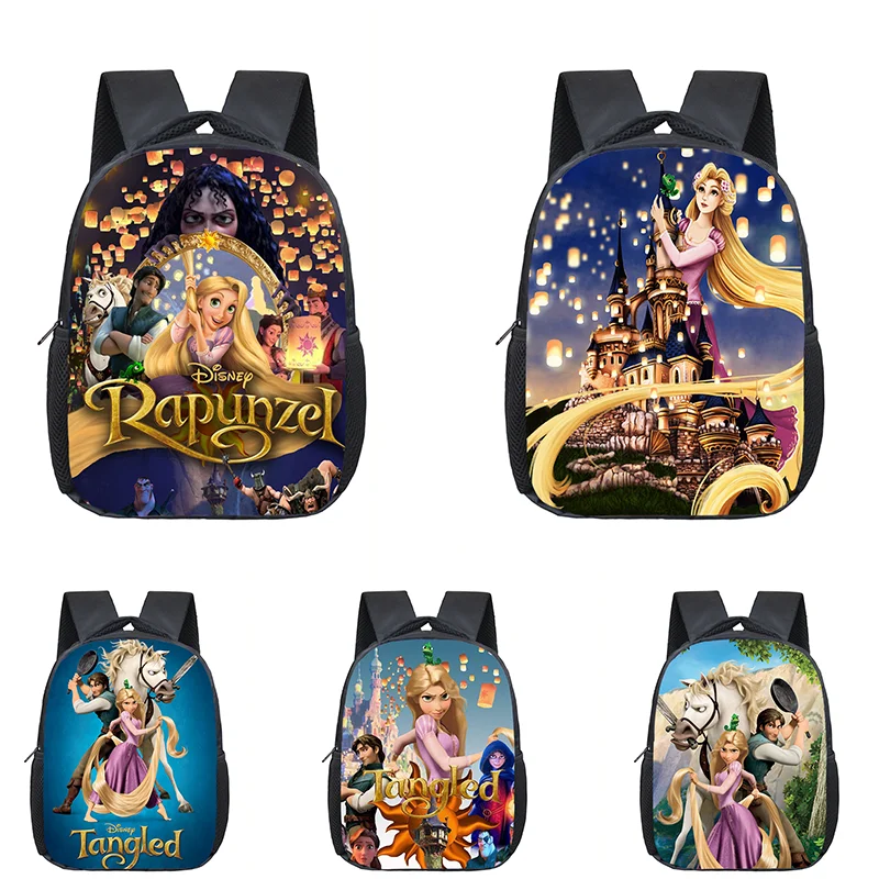 12 inch Tangled Rapunzel Princess Kindergarten School Bag Cartoon Girl Boy Primary School Bookbag Portable Backpack Mochila