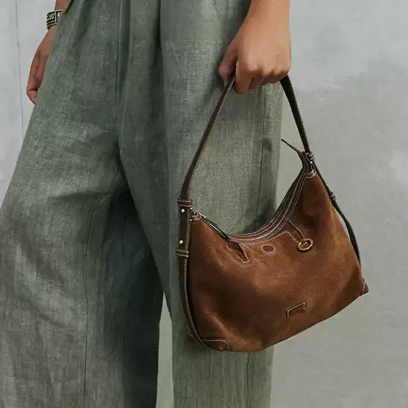 

New Niche Design Women's Suede Underarm Bag Large Capacity Commuter Pillow Bag Shoulder Messenger Bag Multifunctional Clutch Bag
