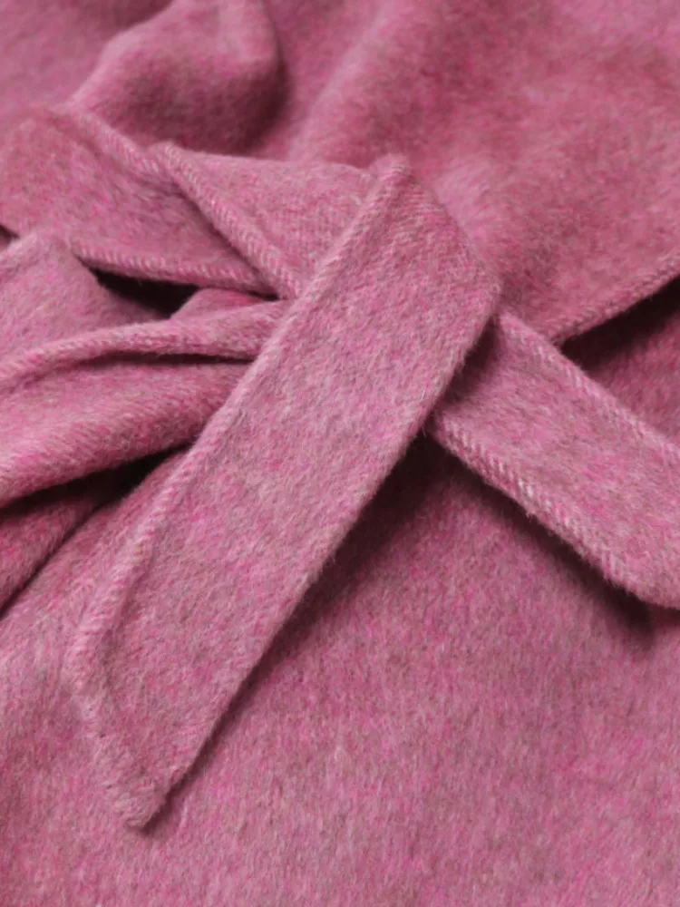 ZMEENNA Cappotto da donna chic in misto lana con cintura e bottoni sul davanti, manica lunga, capispalla invernale con cravatta in vita stile avvolgente ZM3982