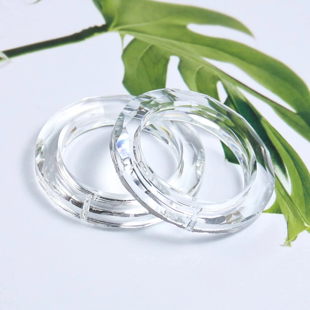 2PCS 50MM Clear Ring Circle Crystals Pendants Glass Chandelier Crystals Prisms Parts Drops Light Ring Accessories