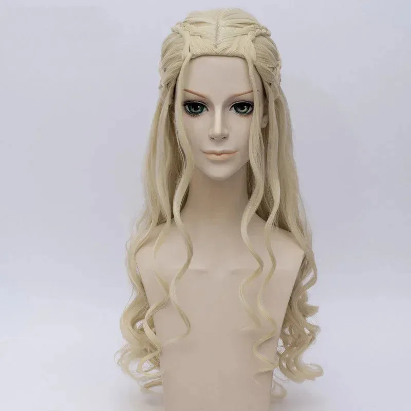 

Cosplay Wig Dragon Mother Daenerys Targaryen Wig Long Wavy Blonde Hair Halloween Party Costume Wigs Wig Cap