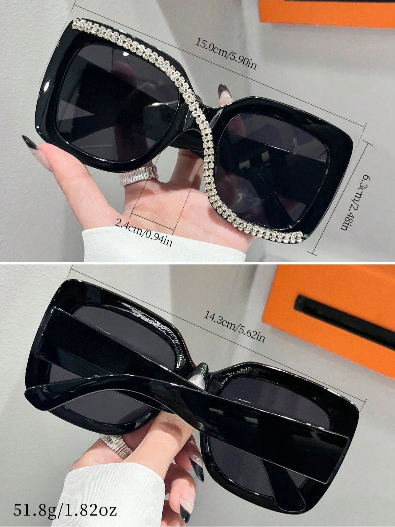 نظارات شمسية مربعة الشكل للجنسين بتصميم عصري فاخرة ومرصعة بالألماس وواقية من الأشعة فوق البنفسجية