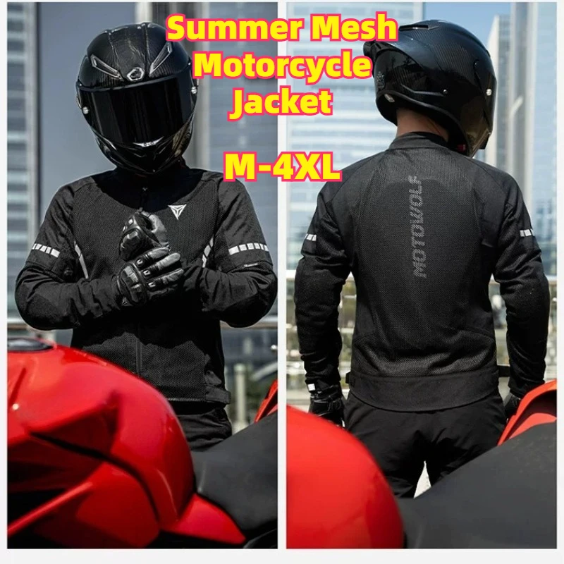 

Summer Mesh Motorcycle Jacket Breathable Armored Motorbike Racing Commuter Protective Coat