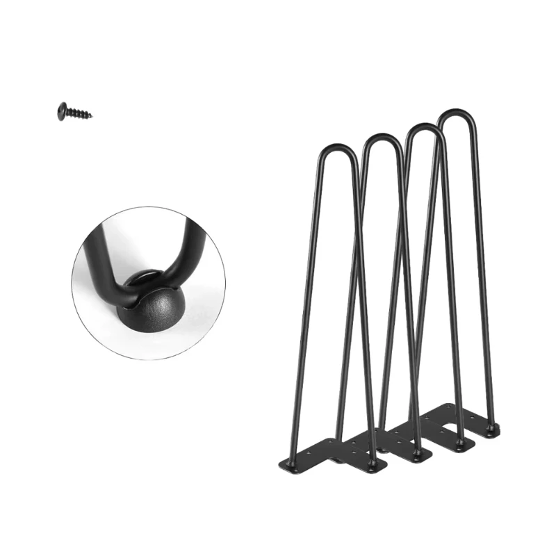 

Satin Black Metal Hairpin Coffee Table Legs Heavy Duty Rugged Modern Set 4