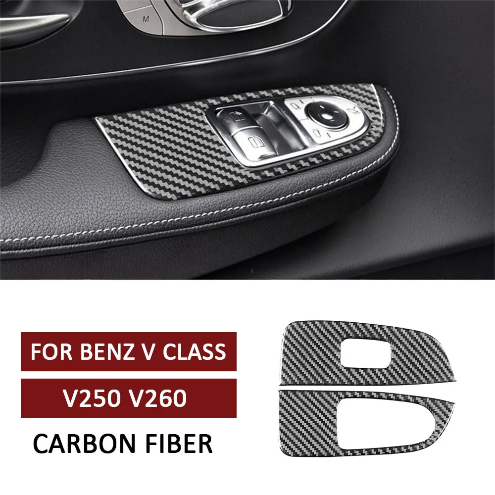 

Car Window Lifting Control Button Panel Trim Sticker Carbon Fiber for Mercedes Benz V Class V250 V260 Auto Interior Accessories