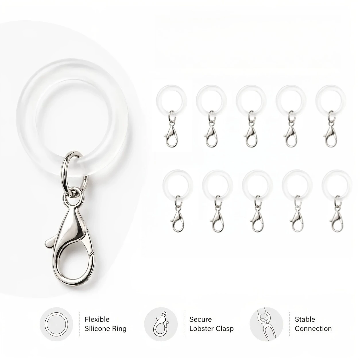 20Pcs O-Ring Lobster Clasp Set, DIY Jewelry Accessories for Umbrellas, Keychains, Bag Charms & Bracelets image 4