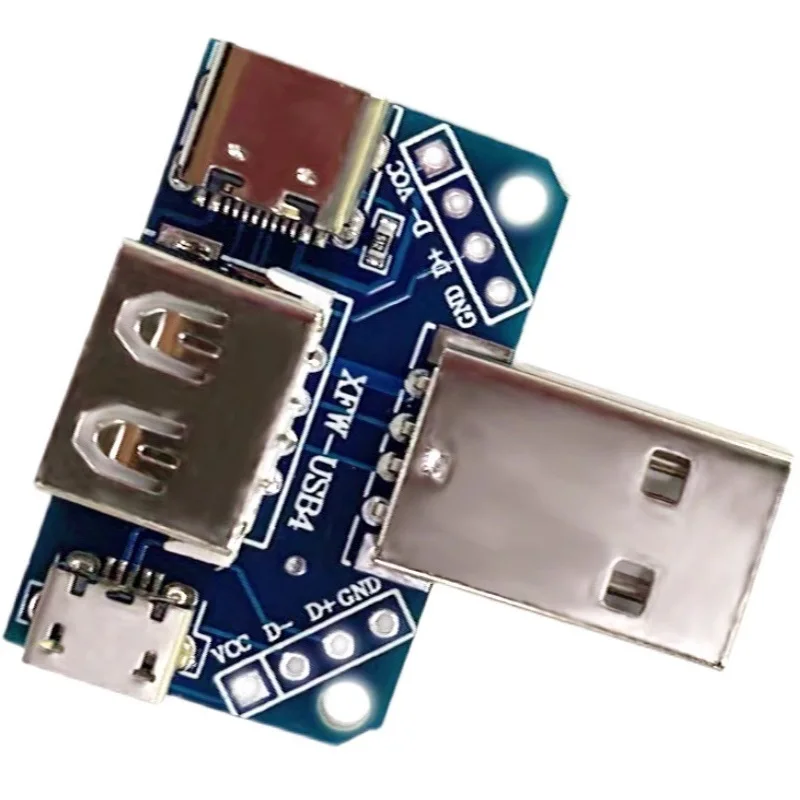 4 in 1 USB to Micro to Type-C 4P 2.54mm Connector Adapter Plate Male to Female USB Connector For arduino Board