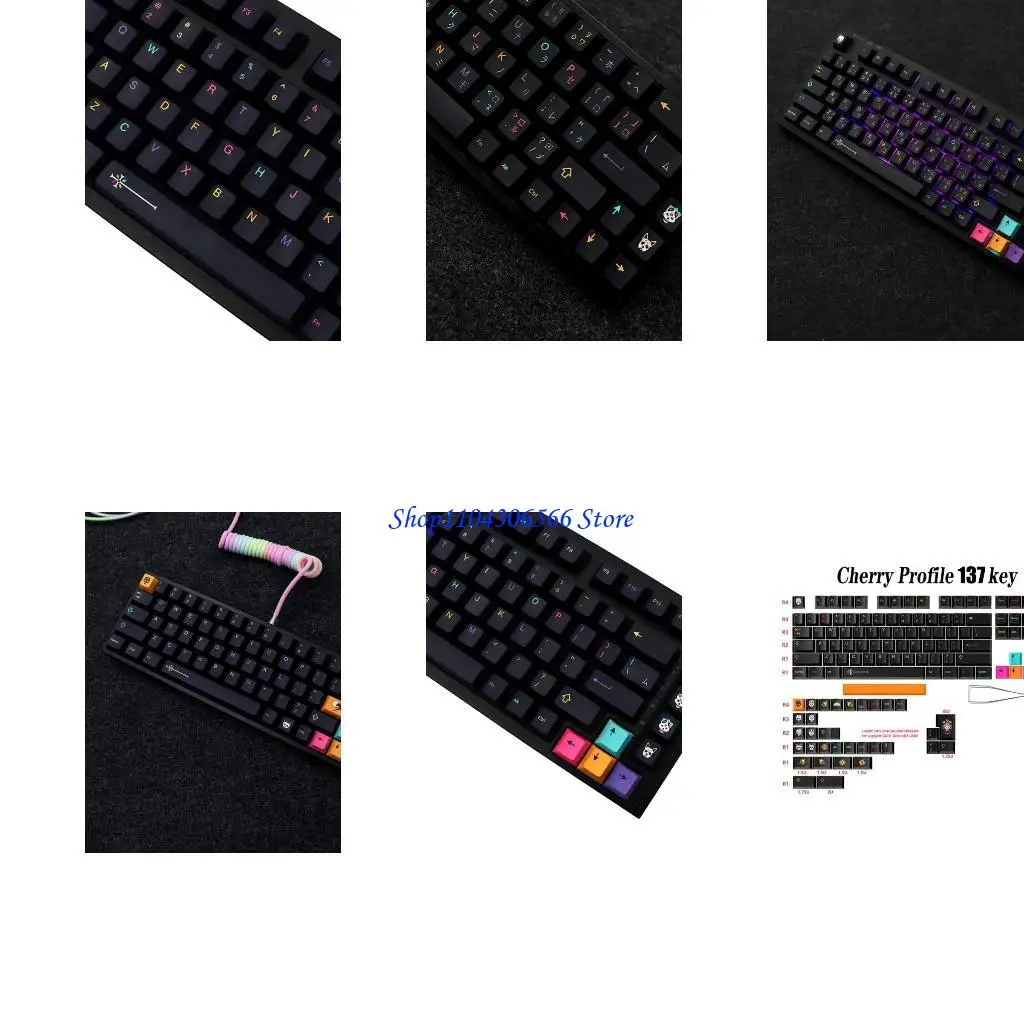 

02DD Клюки Установите CherryHeight KeyCap для 61 64 980 104 108 Механическая клавиатура английский/японский/корейский/русский