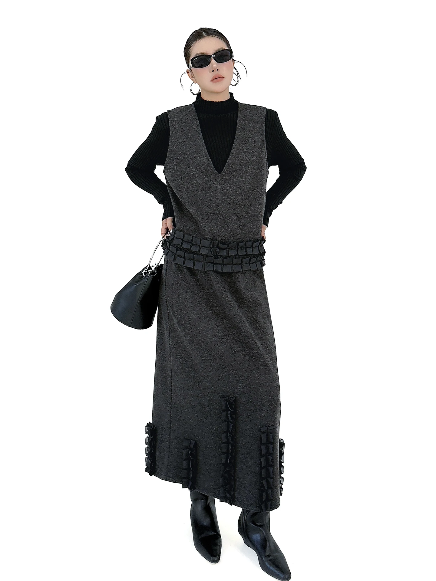 

Faionable Fce Lined Retro Sle Комплект из двух предметов с юбкой с эластичной резинкой на талии и жилетом с деревянной подкладкой для женщин