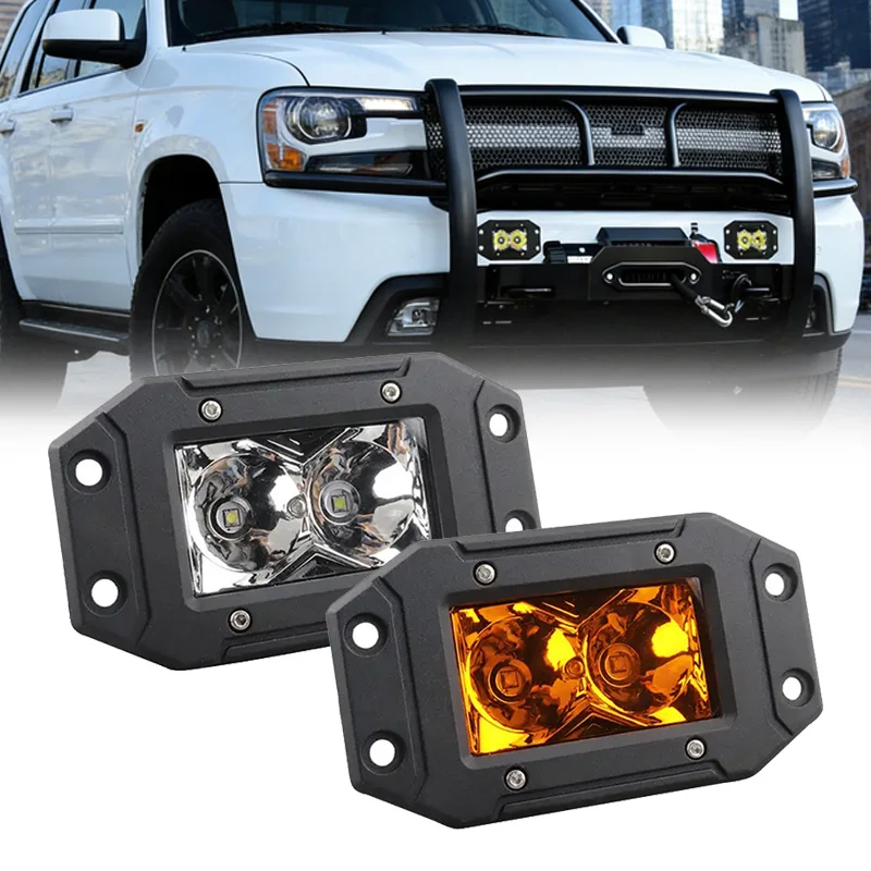 

LED Flush Pods Work Lights White/Yellow Led DRL Fog Lamp Spot Flood Combo LED Light Bar Work Lights For Truck Jeep SUV Pickup