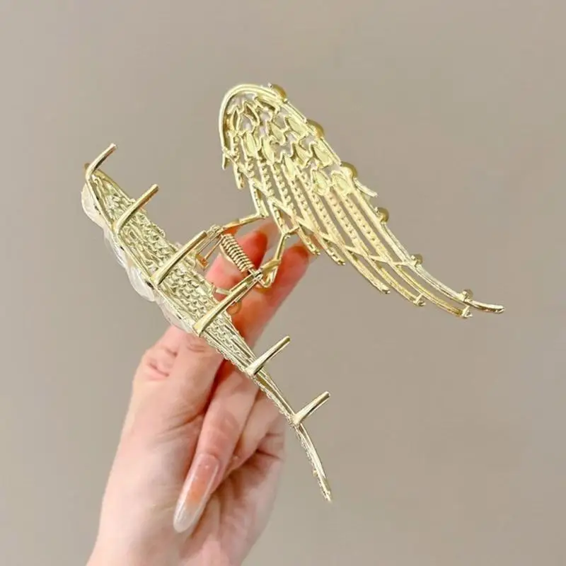 652F Beliebte Haarklammer aus Legierung mit Herz- und Flügelform, funkelnde Kristall-Haarklammer für formelle Anlässe