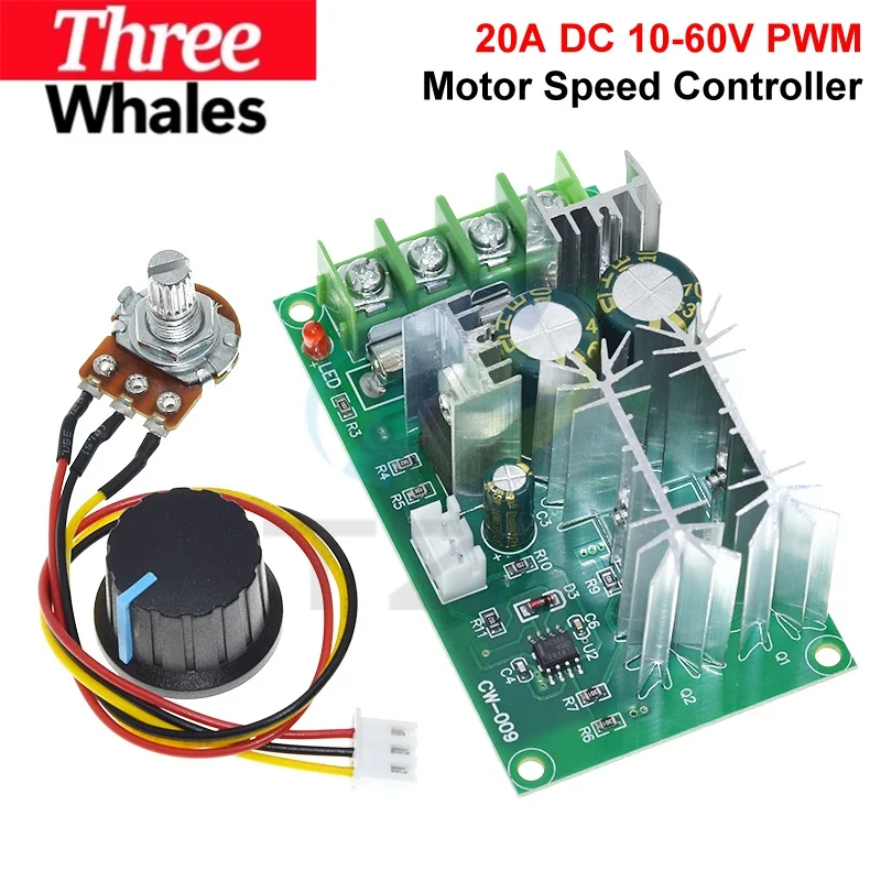 THR DC 10-60V Motor Speed Control Regulator PWM Motor Speed Controller Switch 20A Current Regulator High Power Drive Module