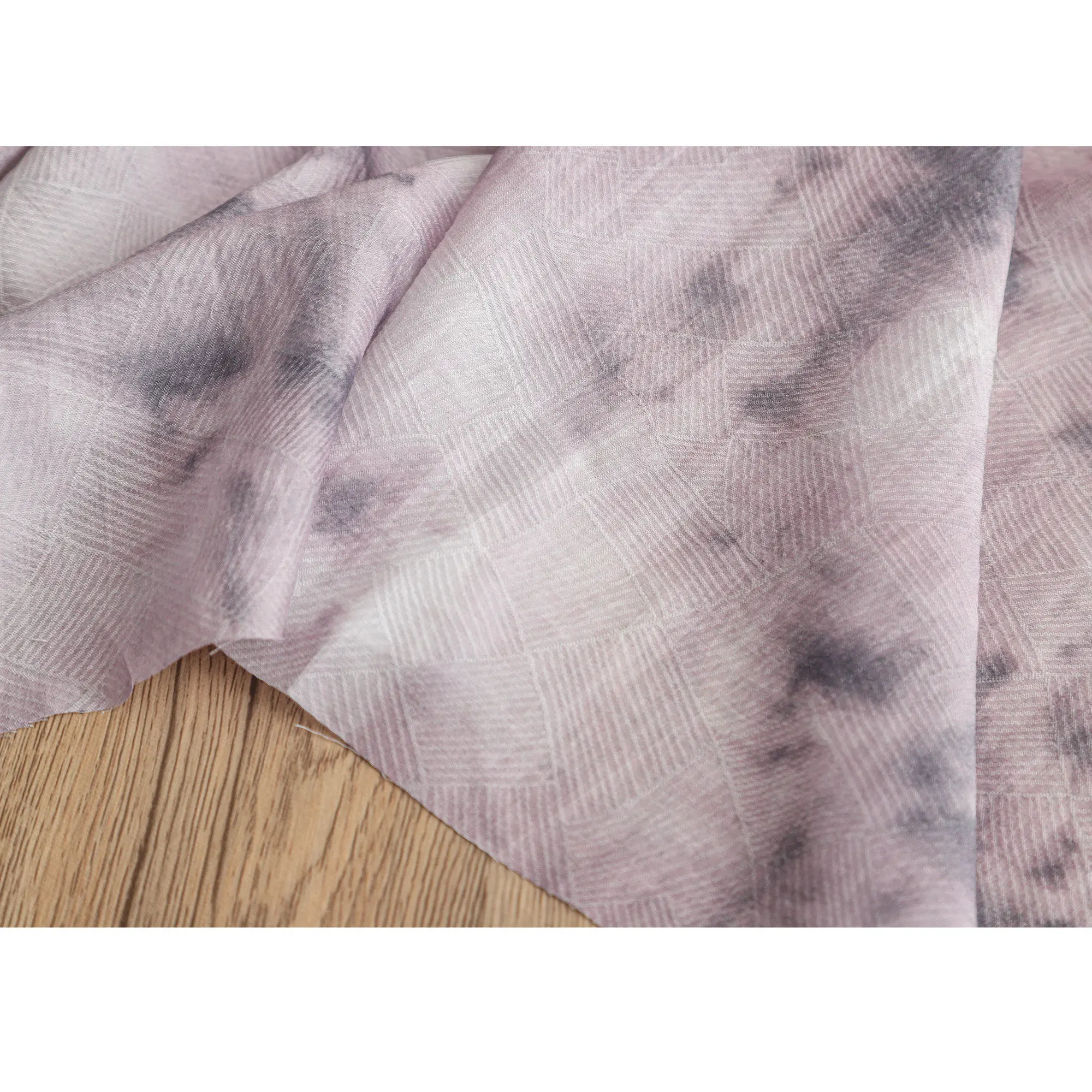 Muted Purple Botanical Dyed Check Designer Fabric Vintage Print for Dressmaking, Fashion Design and Custom Garment Projects