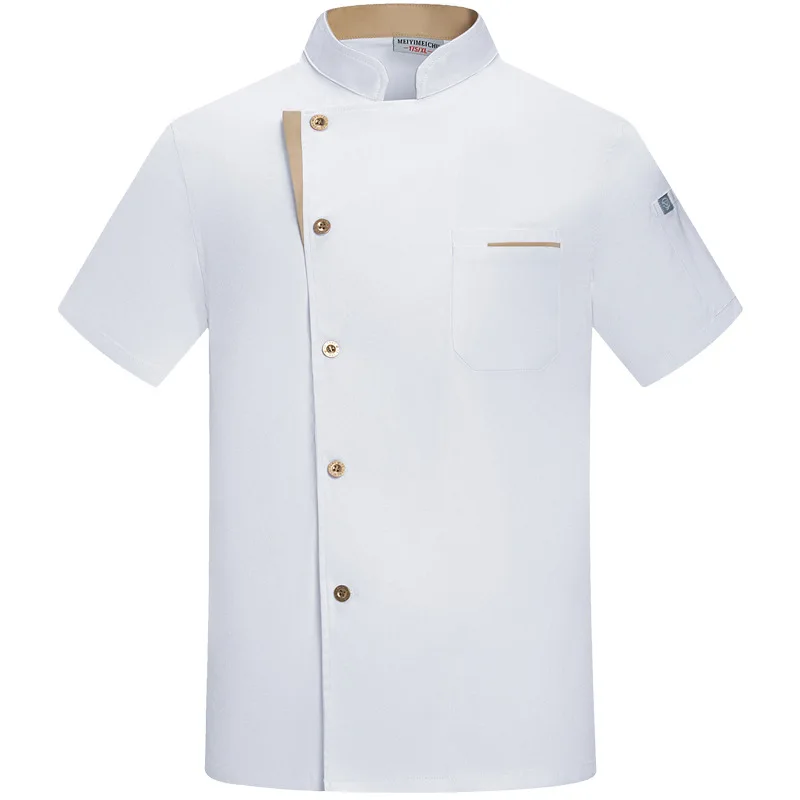 Summer Kitchen Men's Chef Uniform Lightweight Short Sleeve Wear-resistant Hotel Restaurant Workwear