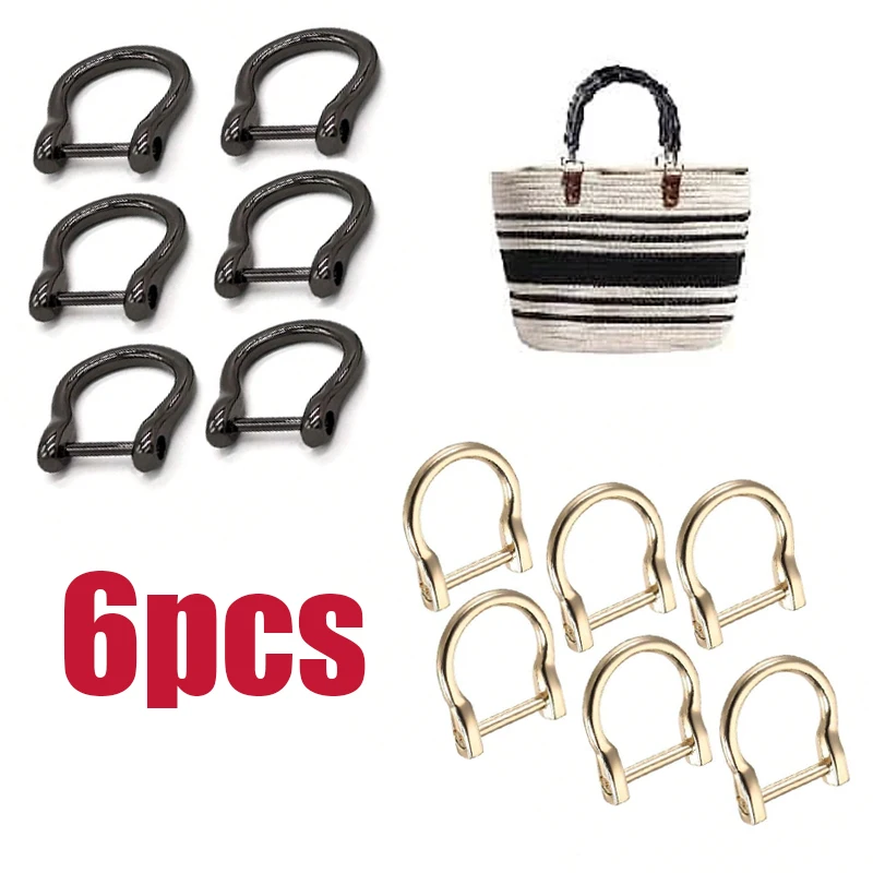 6pcs Set of Horse Shoe D-Ring Screw Sets for Bag Straps and DIY Bag Making