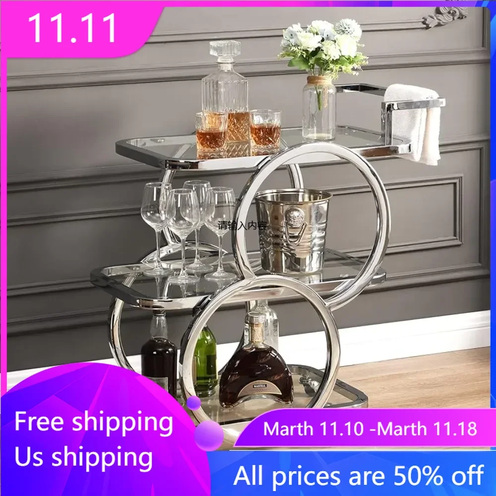 

Family bar service cart, 3rd floor kitchen cart with wheels, mobile bar cart, family kitchen, restaurant, living room, party