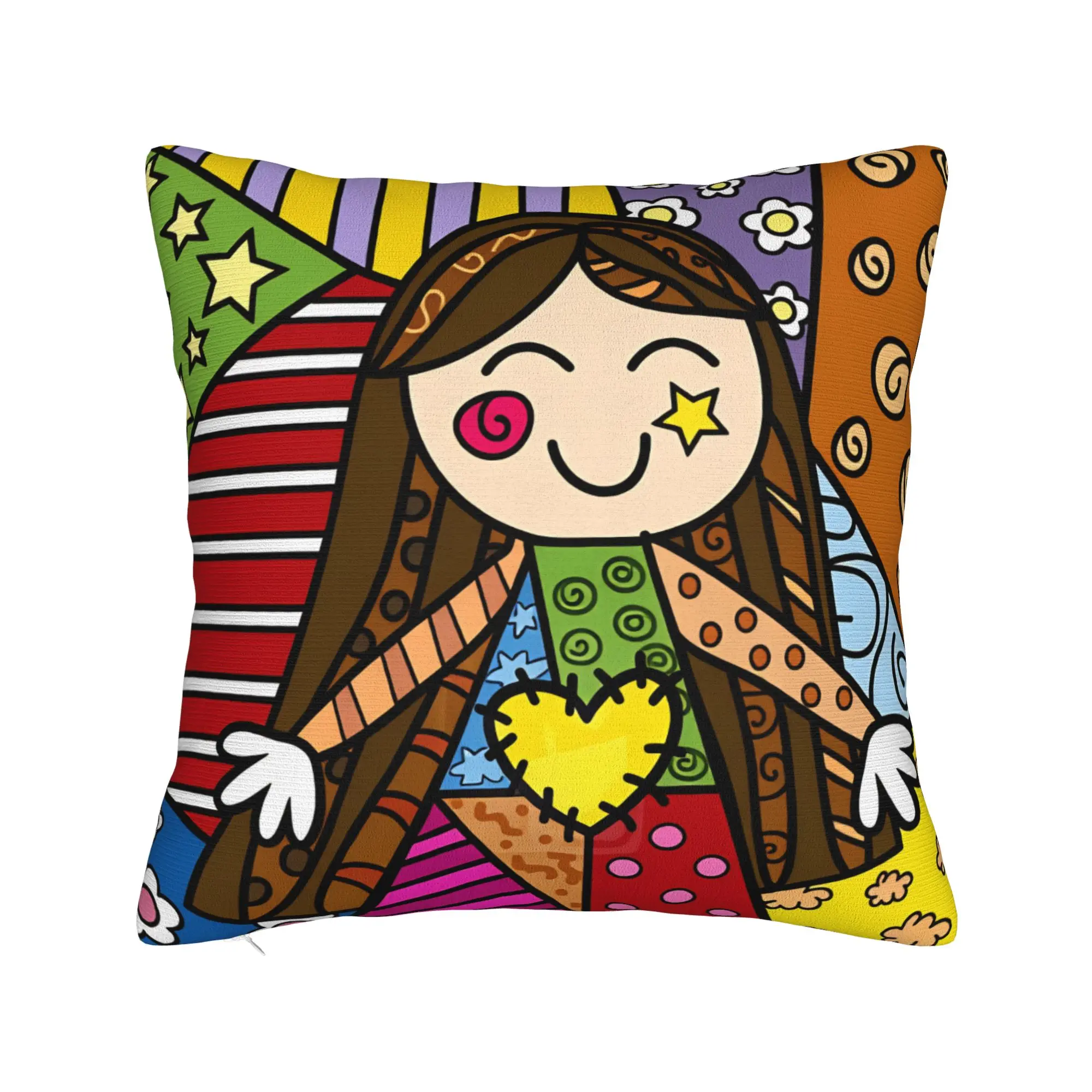 Britto Abstract Art Movement Anime  Pillow Case  Custom Pillow Cover For Living Room Chair Vintage Cushion Cover