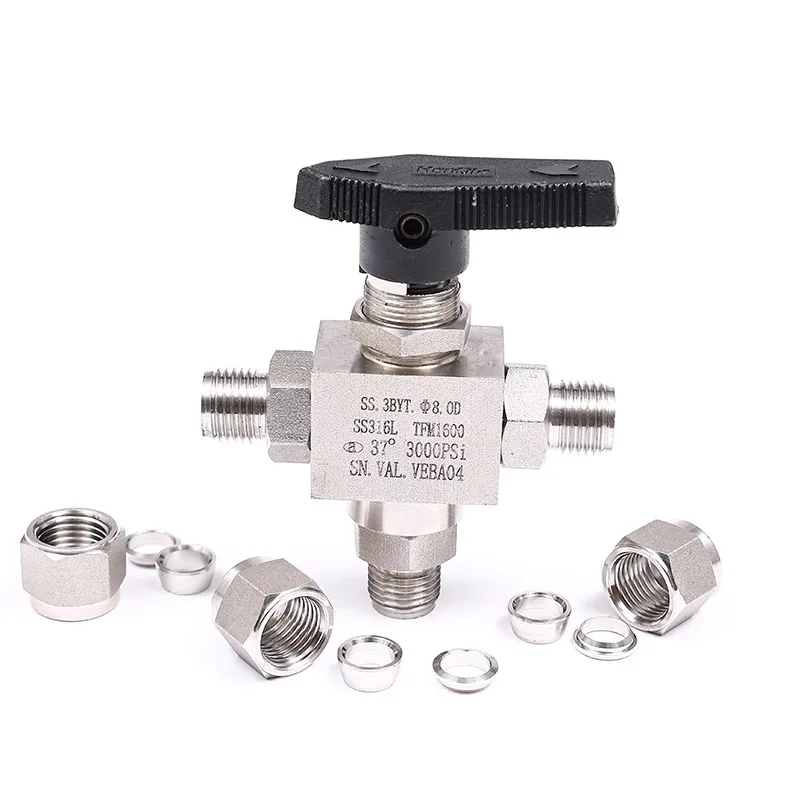 

316L Stainless Steel High Pressure Ferrule, Three-piece Split 3000psi Double Ferrule Valve, Straight Ball Valve 1/4
