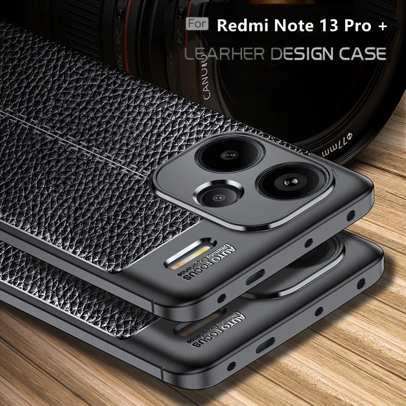 For Cover Redmi Note 13 Pro Plus Case Xiaomi Redmi Note 13 Pro Plus Capas Bumper TPU Soft Leather Fundas Redmi Note 13 Pro Plus