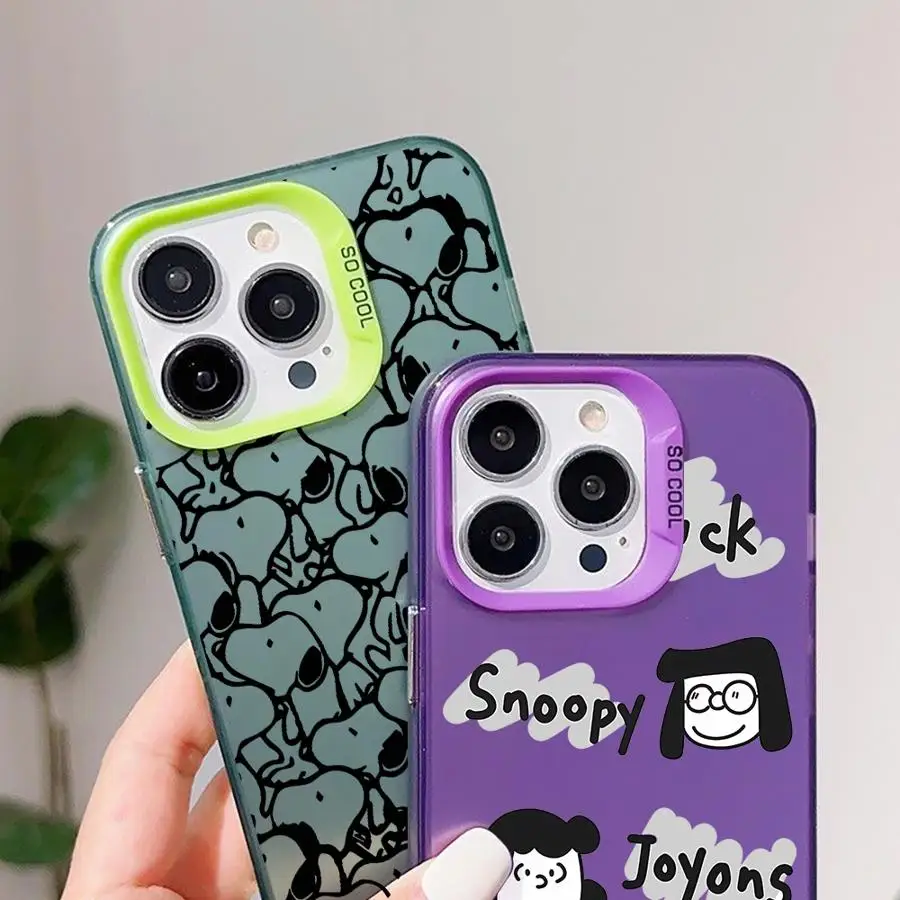 Cartoon Anime S-Snoopys Cover Phone Case for iPhone 15 16 Pro Max 14 13 12 11 XS 14 Pro Max X XR Plus Mobile Soft