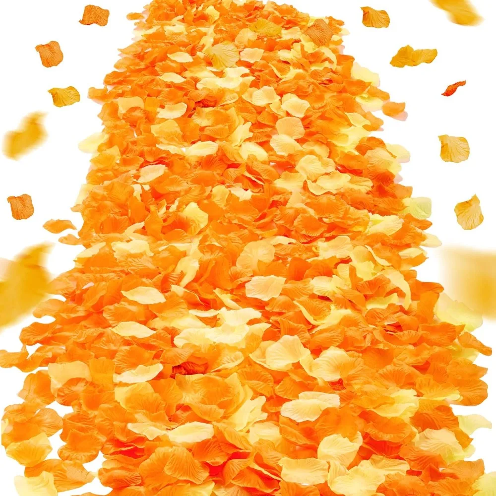 

2000 шт. оранжево-желтые лепестки роз для свадебных украшений, искусственные шелковые лепестки цветов роз, искусственные лепестки роз для романтического ночи