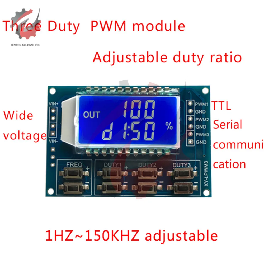 1Hz-150Khz 3 Canali Generatore di Segnale PWM Board Modulo Regolabile di Frequenza di Impulso Ciclo di Duty Cycle Display LCD 3.3V-30V