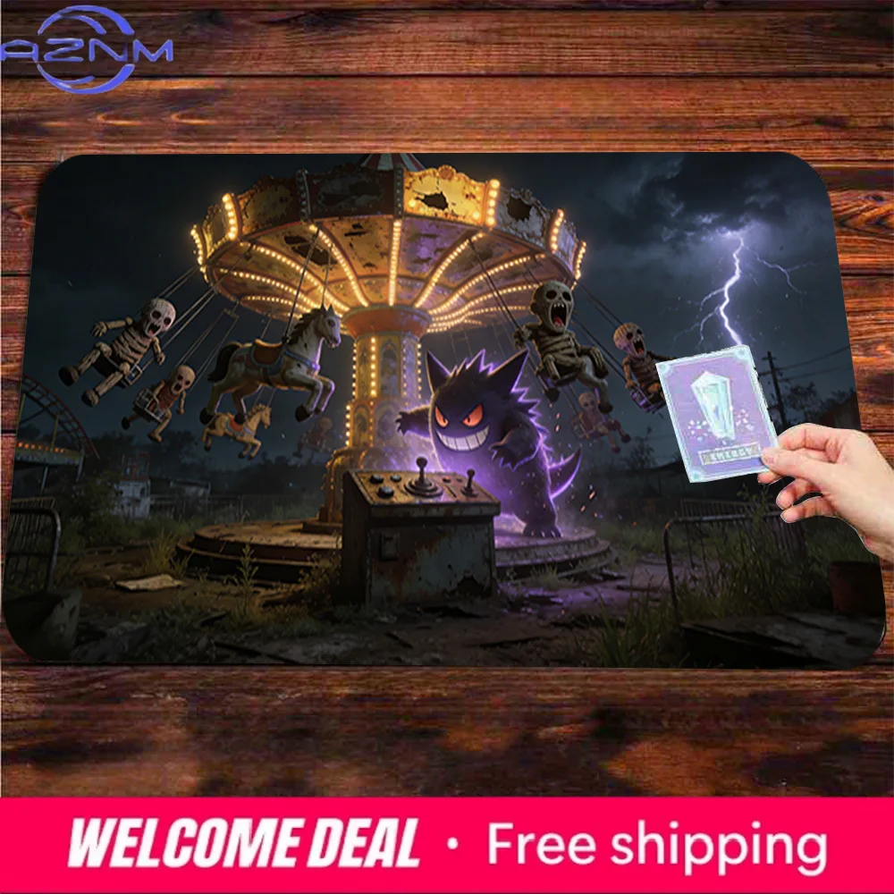 

Pokemon Gengar Haunted Abandoned Swing Carousel Large Gaming Mouse Pad TCG Playmat