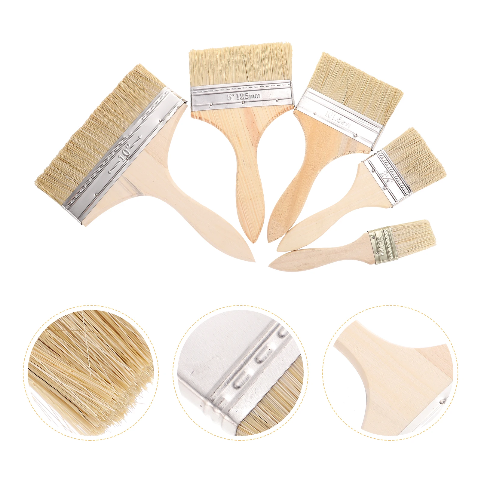 

5pcs Thickened Brush Set Durable Wood Handle Paint Brushes Furniture Art Craft Watercolor Oil Painting Supplies