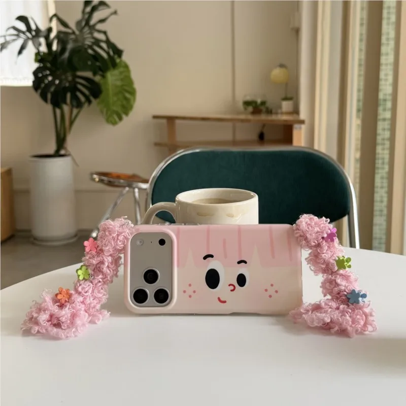DIY Hairstyle Pink Braid Customizable styling Phone Case for iPhone 15 16 17 Pro Max 17Pro Cute Cartoon Fashion Girls Cover