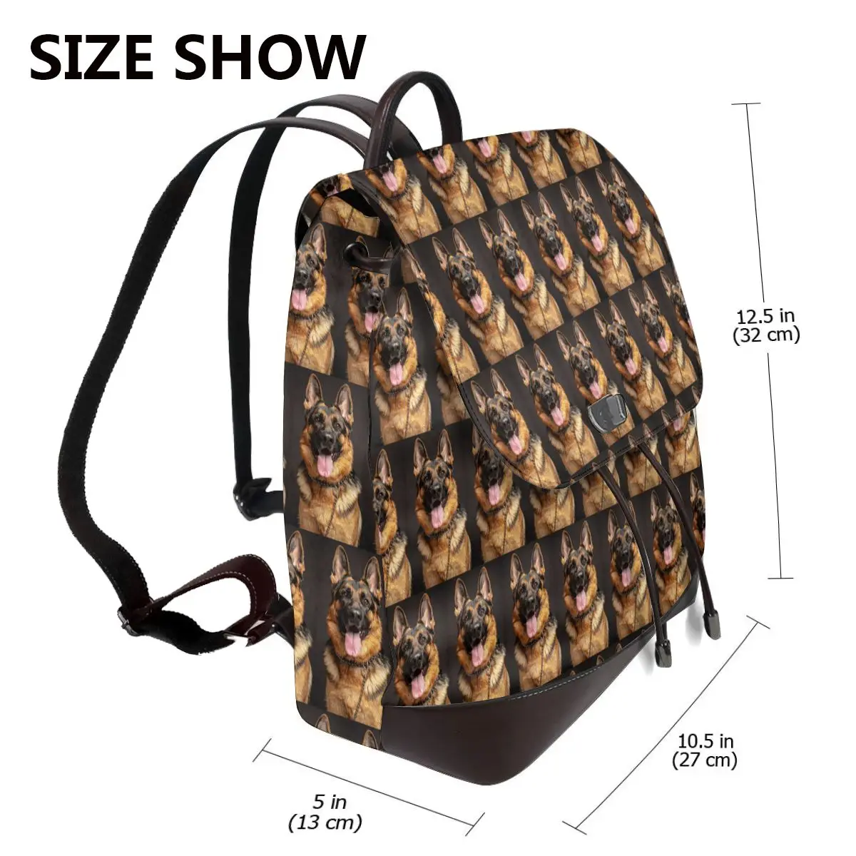 German Shepherd Dog Bookbag School Student Bags Hiking Travel Daypack for Women Fashion Derma Backpack