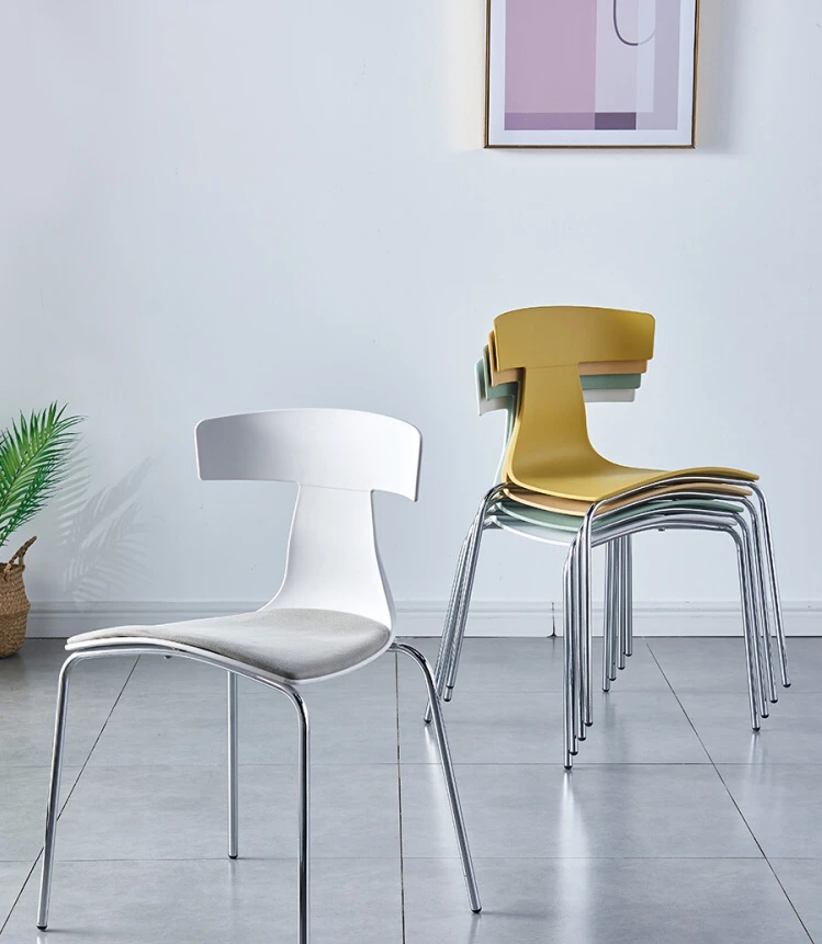 

Dining chairs, home stacked plastic backrest chairs, coffee shop chairs, modern and minimalist negotiation reception chairs