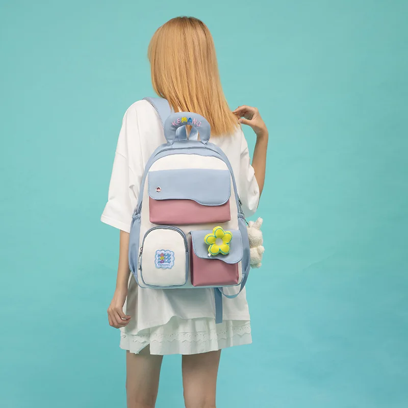 Backpack for Girls 2023 New Fashion Korean Version Soft Handle Zipper Soft Handle Solid Bag Sweet Lovely Casual Shool Bags