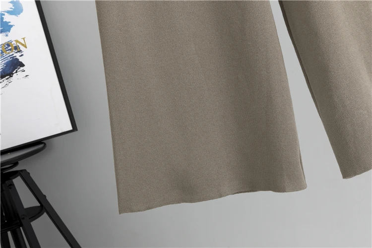 Neues Herbst/Winter Elegantes Rollkragen-Cape-Top mit Weiten Hosen Locker Sitzendes Set Modisches Strick-Zweiteiler für Damen – Detail 14