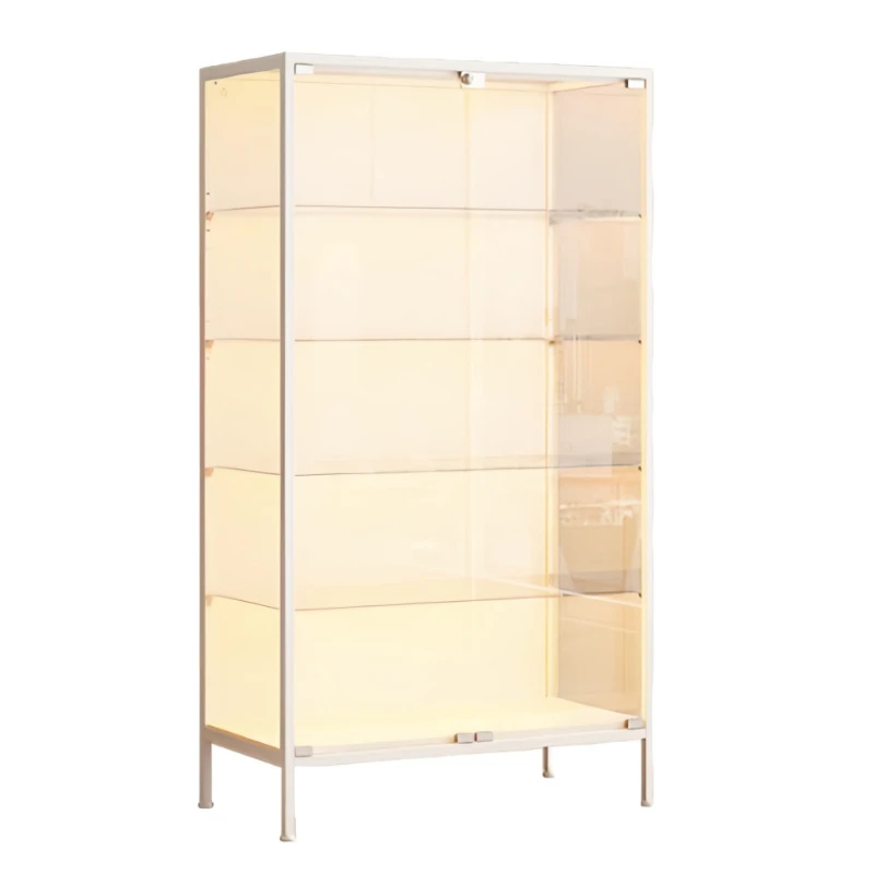Display cabinet with lock lamp Multi-layer floor-to-ceiling glass cabinet Dust-proof locker Toy storage cabinet