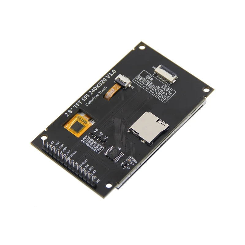 TFT LCD Capacitiva Touch Screen Display Module, IPS Versão, Preto, SPI Serial Port, 2.8 ", 240x320