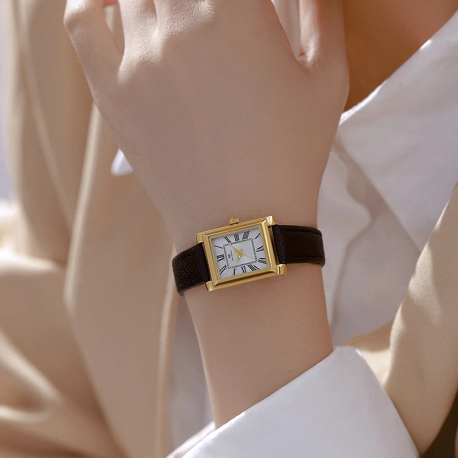 Elegant women's watch, premium elephant gray minimalist style, classic black sophisticated women's accessory, women's gift.