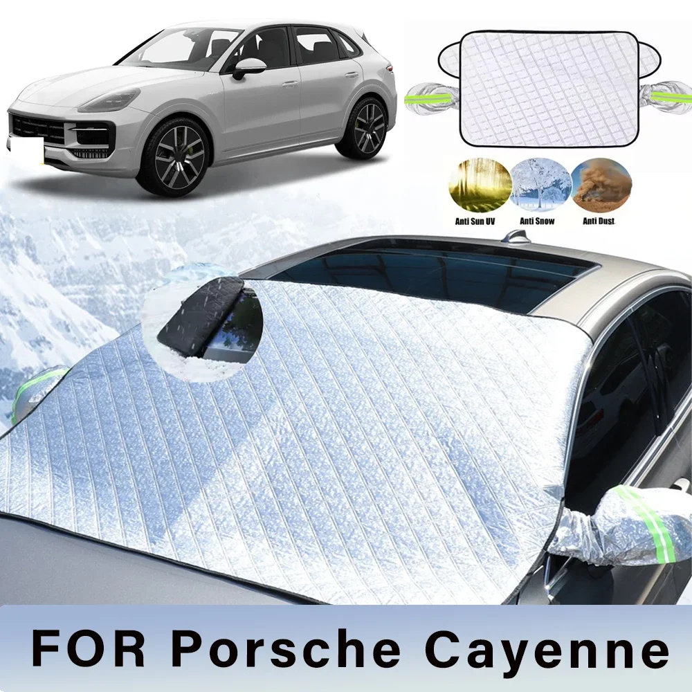 

Thickened Car Now Sunshade Windshield Cover With 5/9 Magnets UV Protection Anti Snow Sunlight For Porsche Cayenne E-Hybrid