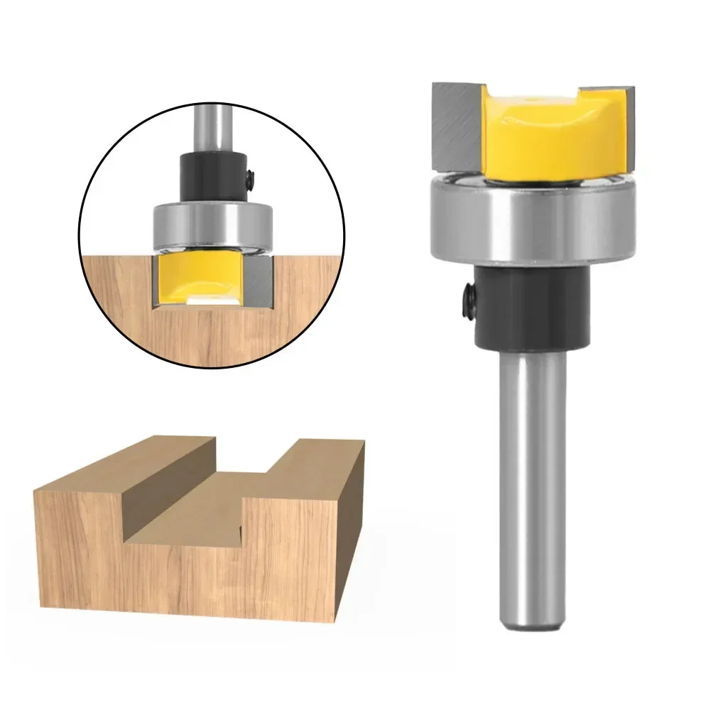 1 unidad de fresa de vástago de 1/4 ", 6,35 MM y 6MM, plantilla para tallado de madera, bisagra embellecedora, broca enrutadora de embutir, rodamiento, cortador de carpintería, espiga