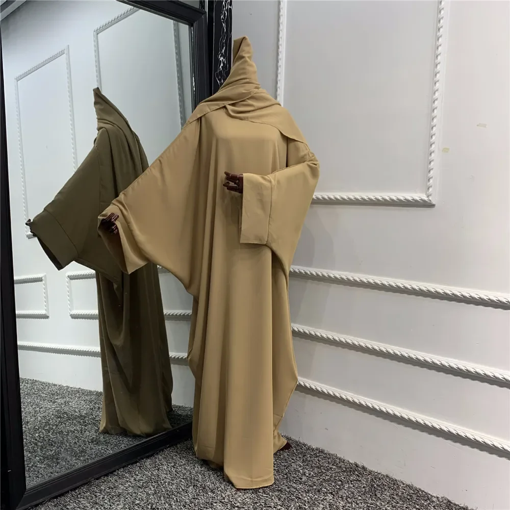 Conjunto de 2 piezas de vestido Hijab para mujer musulmana, bufanda larga, ropa de oración Abaya, ropa islámica, vestido Maxi suelto, bata Khimar Abayas