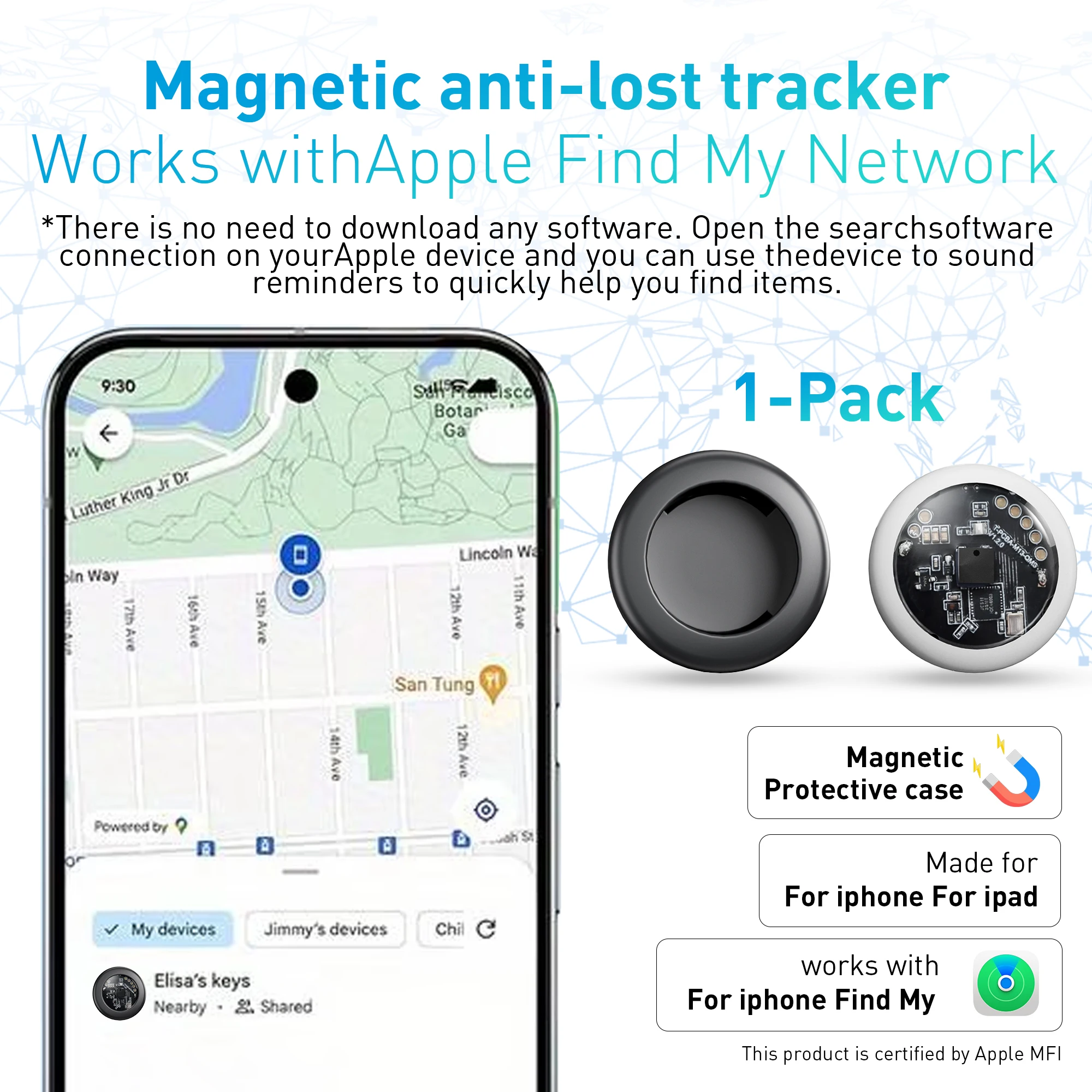 Magnetic Smart Tag Locator for Apple AirTag Mini GPS Tracker Magnetic Car Vehicle Protable Anti-lost Case Bluetooth Localizador